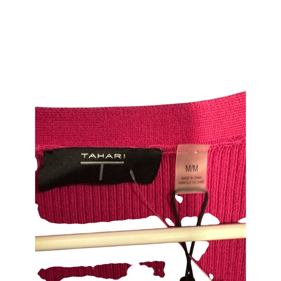 Tahari Womens Viscose Blend Ribbed Knit Cardigan Sweater M/M Arctic Pink New Wit - Picture 2 of 5